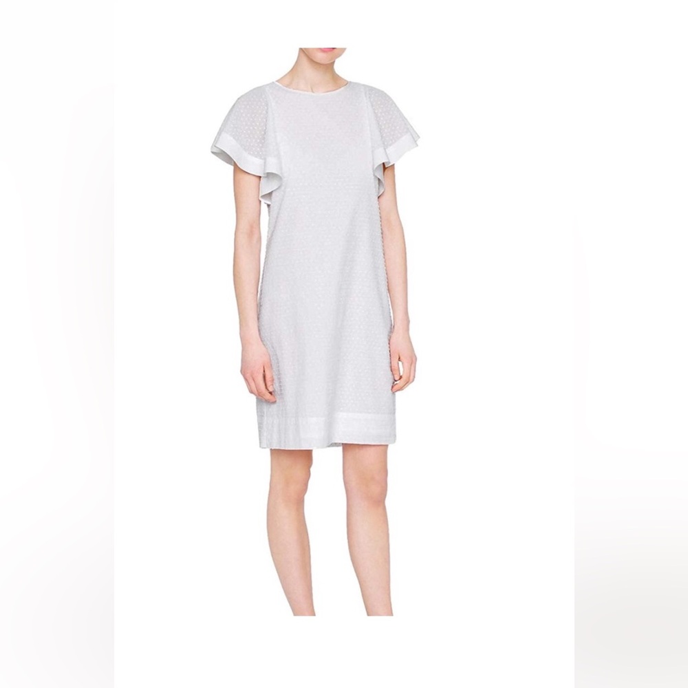 J crew Swiss dot flounce sleeve dress